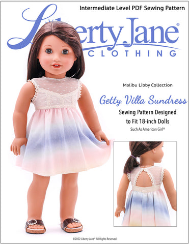 Liberty Jane 18 Inch Modern Getty Villa Sundress 18" Doll Clothes Pattern larougetdelisle