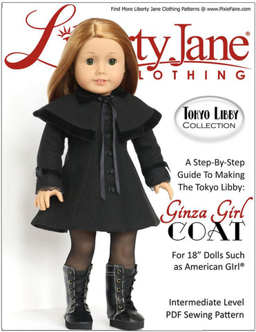 Liberty Jane 18 Inch Modern Ginza Girl Coat and Capelet 18" Doll Clothes Pattern larougetdelisle