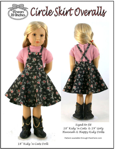 Forever 18 Inches Kidz n Cats Circle Skirt Overalls Pattern for Kidz N Cats and 19" Gotz Dolls larougetdelisle