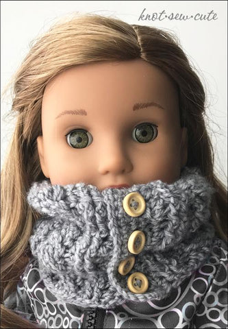 Knot-Sew-Cute Crochet Cabled Cowl 18" Doll Crochet Pattern larougetdelisle