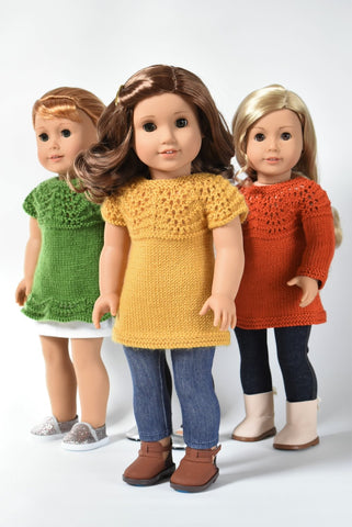 Little Woolens Designs Knitting Gulf Shore Top 18" Doll Clothes Knitting Pattern larougetdelisle
