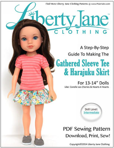 Liberty Jane H4H/Les Cheries Gathered Sleeve Tee and Harajuku Skirt for 13 - 14 Inch Dolls larougetdelisle