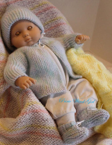 Prairie Wind Girl Bitty Baby/Twin Baby Bailey Knit Hat and Booties Knitting Pattern larougetdelisle