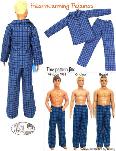 Doll Tag Clothing Barbie Heartwarming Pajamas PDF Pattern for 12 inch Fashion Dolls larougetdelisle