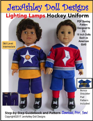 Jen Ashley Doll Designs 18 Inch Modern Lighting Lamps Hockey Uniform 18" Doll Clothes Pattern larougetdelisle