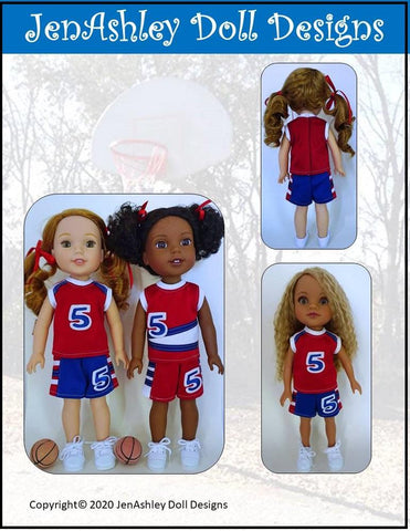 Jen Ashley Doll Designs WellieWishers Shootin' Hoops Basketball Uniform 14-14.5" Doll Clothes Pattern larougetdelisle