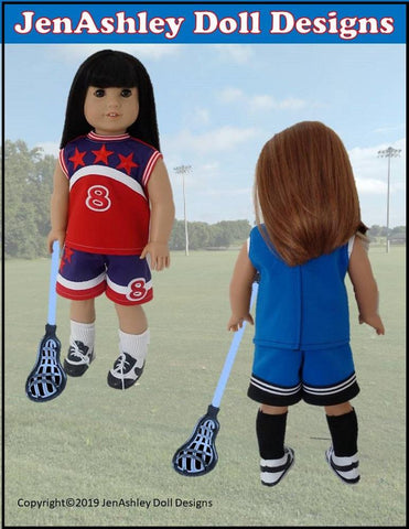 Jen Ashley Doll Designs 18 Inch Modern Fast Break Lacrosse Uniform 18" Doll Clothes Pattern larougetdelisle