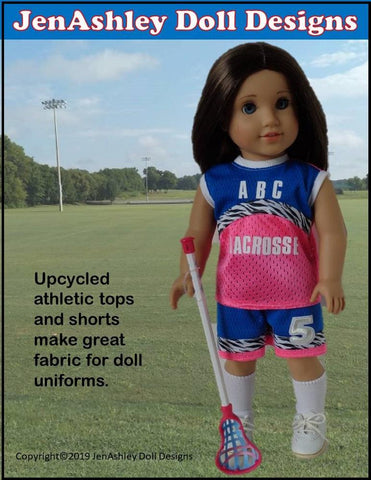 Jen Ashley Doll Designs 18 Inch Modern Fast Break Lacrosse Uniform 18" Doll Clothes Pattern larougetdelisle