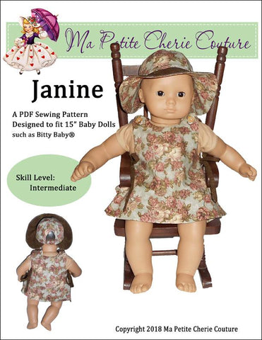 Mon Petite Cherie Couture Bitty Baby/Twin Janine 15" Baby Doll Clothes Pattern larougetdelisle