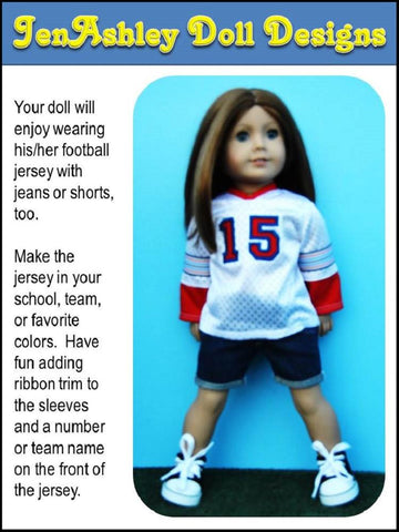 Jen Ashley Doll Designs 18 Inch Modern Relaxed Fit Football Jersey and Shoulder Pads 18" Doll Clothes larougetdelisle