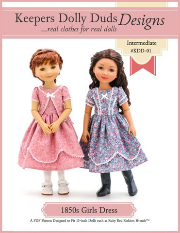 Keepers Dolly Duds larougetdelisle Ruby Red Fashion Friends 1850's Girls Dress Pattern For 15" Ruby Red Fashion Friends Dolls larougetdelisle