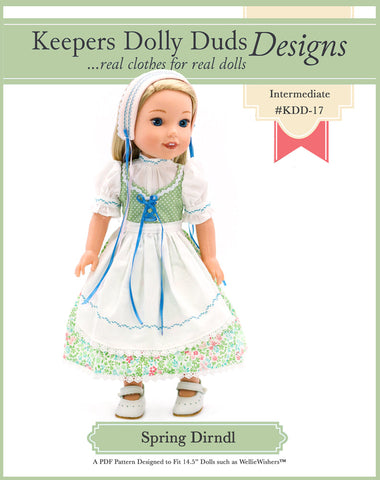 Keepers Dolly Duds larougetdelisle WellieWishers Spring Dirndl 14.5" Doll Clothes Pattern larougetdelisle
