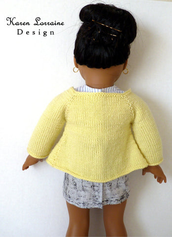 Karen Lorraine Design Knitting Luxe Cardigan Knitting Pattern For 18" Dolls larougetdelisle
