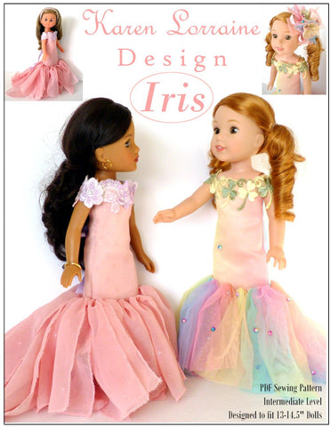 Karen Lorraine Design WellieWishers Iris Dress 13-14.5 Inch Doll Clothes Pattern larougetdelisle