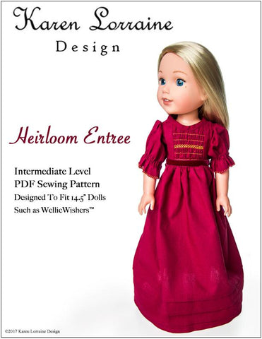 Karen Lorraine Design WellieWishers Heirloom Entree 13-14.5 Inch Doll Clothes Pattern larougetdelisle