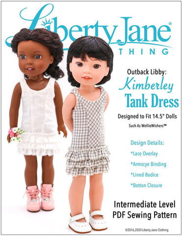 Liberty Jane WellieWishers Kimberley Tank Dress 14.5" Doll Clothes Pattern larougetdelisle