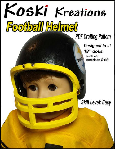 Koski Kreations 18 inch Boy Doll Football Helmet 18" Doll Accessory Pattern larougetdelisle