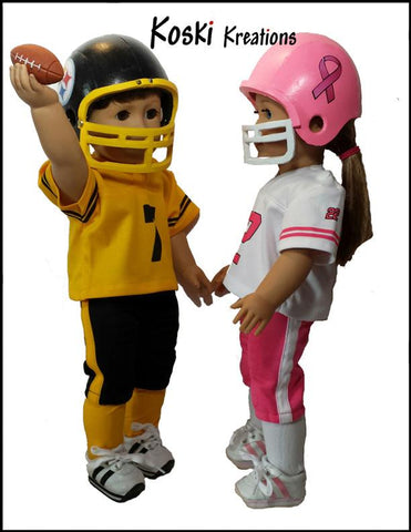 Koski Kreations 18 inch Boy Doll Football Helmet 18" Doll Accessory Pattern larougetdelisle