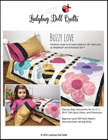 Ladybug Doll Quilts Quilt Buzzy Love 18" Doll Quilt Pattern larougetdelisle