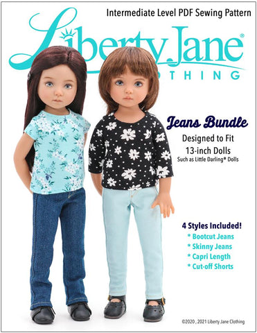 Liberty Jane Little Darling Jeans Bundle Doll Clothes Pattern For Little Darling Dolls larougetdelisle