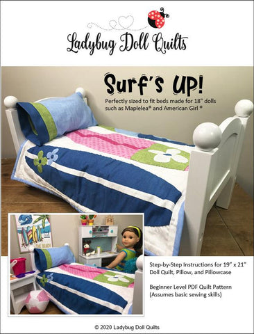Ladybug Doll Quilts Quilt Surf's Up! 18" Doll Quilt Pattern larougetdelisle