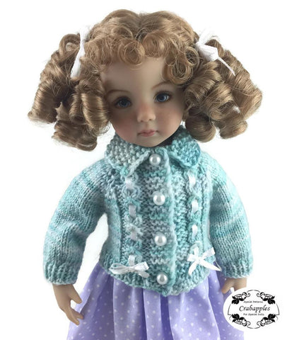Crabapples Little Darling Eyelet Cable Cardigan and Hat Bundle Knitting Pattern for Little Darling Dolls larougetdelisle