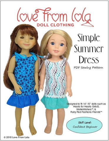 Love From Lola WellieWishers Simple Summer Dress 14-14.5" Doll Clothes Pattern larougetdelisle