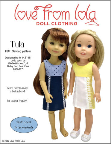 Love From Lola Ruby Red Fashion Friends Tula Dress 14.5-15" Doll Clothes Pattern larougetdelisle