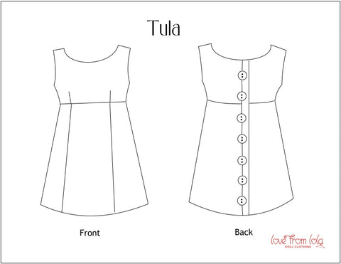 Love From Lola Ruby Red Fashion Friends Tula Dress 14.5-15" Doll Clothes Pattern larougetdelisle
