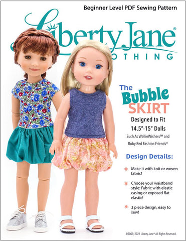 Liberty Jane Ruby Red Fashion Friends Bubble Skirt 14.5-15" Doll Clothes Pattern larougetdelisle