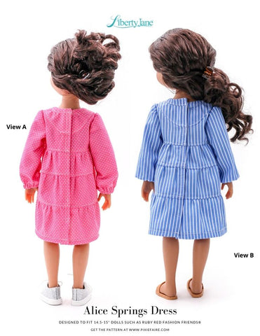 Liberty Jane Ruby Red Fashion Friends Alice Springs Dress 14.5-15” Doll Clothes Pattern larougetdelisle