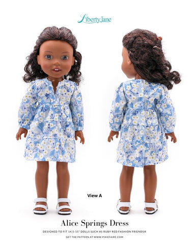 Liberty Jane Ruby Red Fashion Friends Alice Springs Dress 14.5-15” Doll Clothes Pattern larougetdelisle