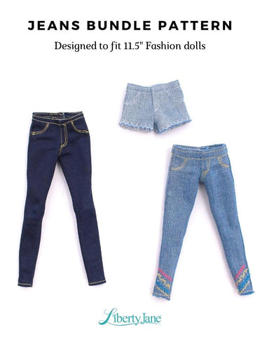 Liberty Jane Barbie Jeans Bundle Pattern For 11-1/2" Fashion Dolls larougetdelisle