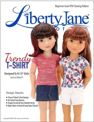 Liberty Jane Siblies FREE T-Shirt Pattern For 12" Siblies Dolls larougetdelisle