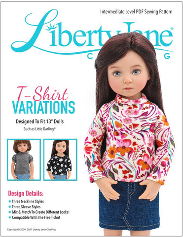 Liberty Jane Little Darling T-Shirt Variations Pattern For Little Darling Dolls larougetdelisle