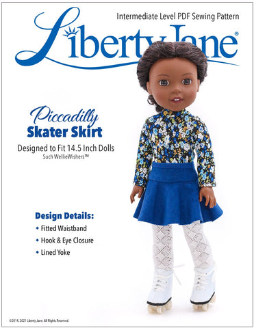 Liberty Jane WellieWishers Piccadilly Skater Skirt 14.5 Inch Doll Clothes Pattern larougetdelisle