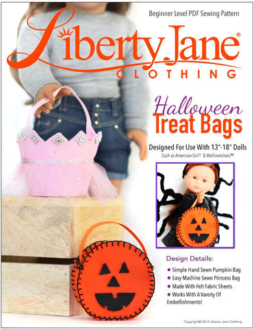 Liberty Jane 18 Inch Modern Halloween Treat Bags 13" - 18" Doll Clothes Pattern larougetdelisle
