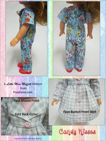 Little Miss Muffett WellieWishers Candy Kisses Jumpsuit and Dress 14.5" Doll Clothes Pattern larougetdelisle