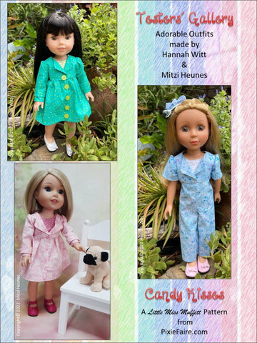 Little Miss Muffett WellieWishers Candy Kisses Jumpsuit and Dress 14.5" Doll Clothes Pattern larougetdelisle