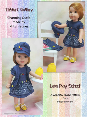 Little Miss Muffett WellieWishers Let's Play School 14.5" Doll Clothes Pattern larougetdelisle