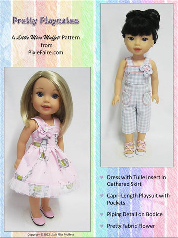Little Miss Muffett 18 Inch Modern Pretty Playmates 14.5" Doll Clothes Pattern larougetdelisle