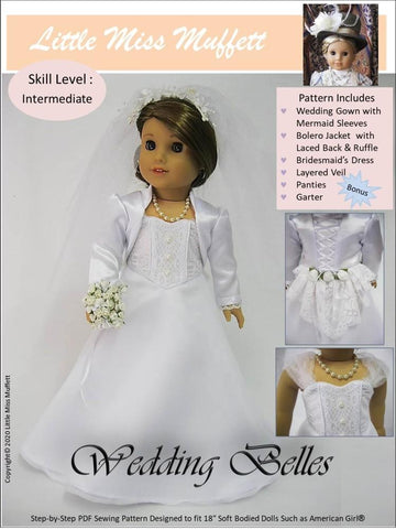 Little Miss Muffett 18 Inch Modern Wedding Belles 18" Doll Clothes Pattern larougetdelisle