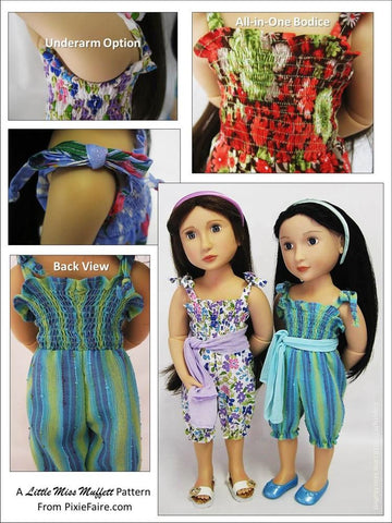 Little Miss Muffett A Girl For All Time Riviera Romper Pattern for AGAT Dolls larougetdelisle