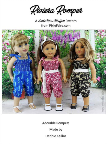 Little Miss Muffett 18 Inch Modern Riviera Romper Pattern For 18 to 20 Inch Dolls larougetdelisle