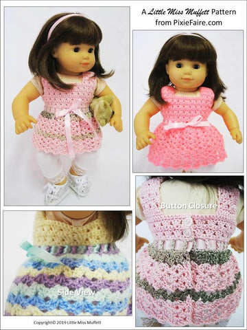 Little Miss Muffett Bitty Baby/Twin Whispering Winds 15" Baby Doll Crochet Pattern larougetdelisle
