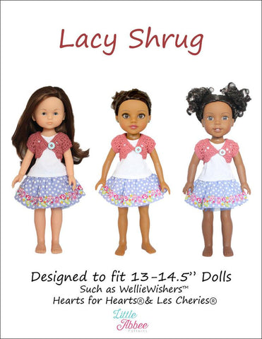 Little Abbee WellieWishers Lacy Shrug Crochet Pattern for 13-14.5" Dolls larougetdelisle