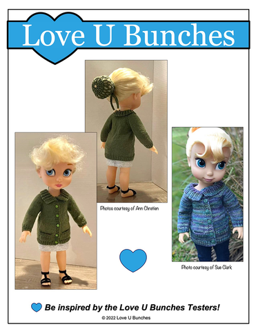 Love U Bunches Knitting Library Sweater Doll Clothes Knitting Pattern For 16" Animator Dolls larougetdelisle