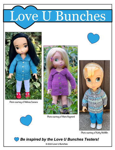 Love U Bunches Knitting Library Sweater Doll Clothes Knitting Pattern For 16" Animator Dolls larougetdelisle
