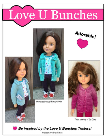 Love U Bunches Knitting Library Sweater Doll Clothes Knitting Pattern For BFC, Ink Dolls larougetdelisle