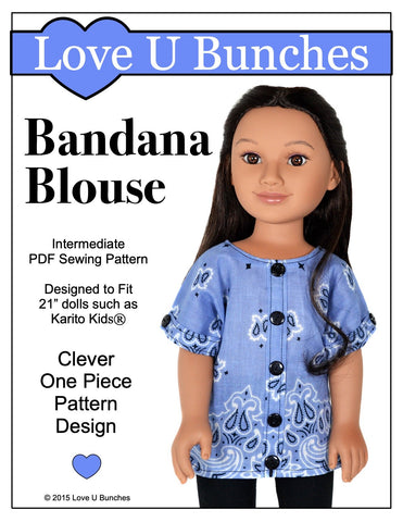 Love U Bunches Karito Kids Bandana Blouse Pattern for 21" Karito Kids Dolls larougetdelisle